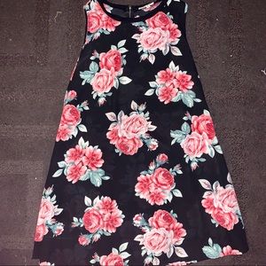 Black and Rose Chiffon Shift Dress
